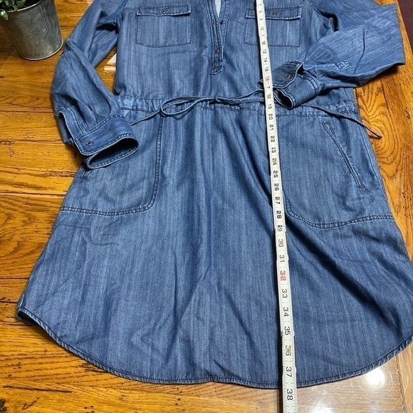𝅺ann Taylor Loft Button Down Dress Draw String Sz M - Picture 4 of 6